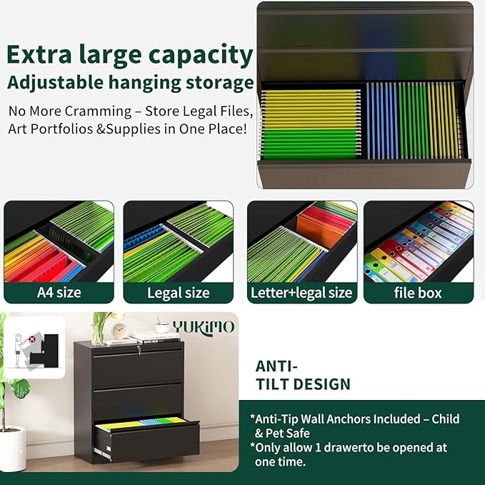 3 Drawer Lateral File Cabinet - Image 6