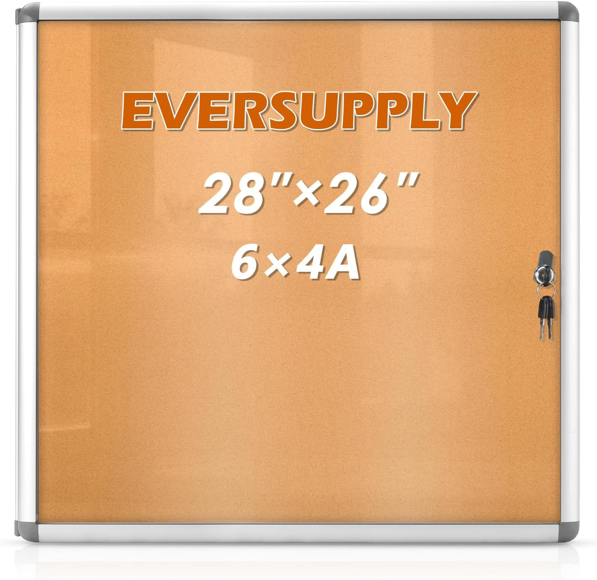 28x26 in Enclosed Bulletin Board Cork Notice Board, Silver Frame