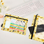 Bee Pencil Pouches for 3 Ring Binder 2 Pack 9.84 x 6.1 Inch | 3 Ring Binder Pencil Case With Zipper Reinforced GrommetsPencil Bags for Office Organizers