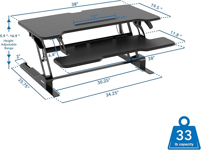 Mount-It! 38" Standing Desk Converter, Desktop Sit-Stand Desk Riser - Image 3