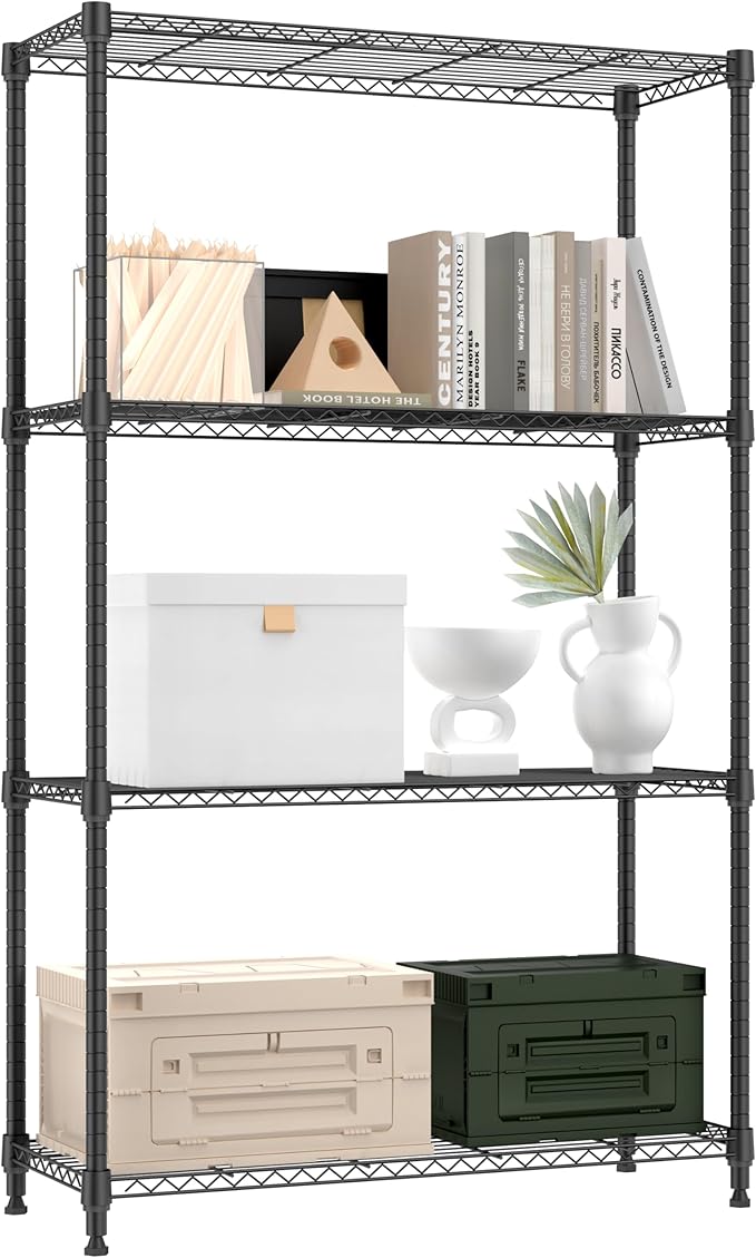 M MZG 1000 lbs 4 Tier Shelf Metal Storage Shelves Shelving Wire Rack Heavy Duty by MEIGAOPLASTICANDMETALHKCOLIMITED