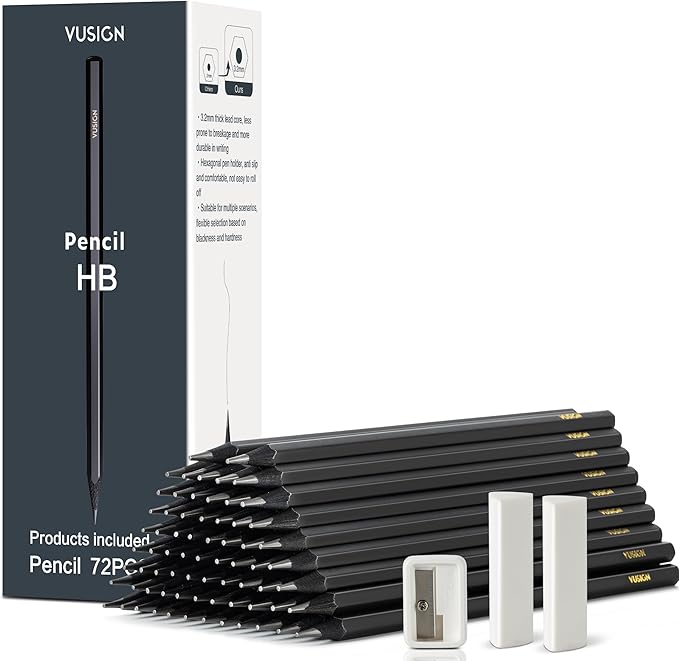 VUSIGN #2 Pencils Bulk, 72 Pack Pre-Sharpened HB Pencils, by VUSIGN