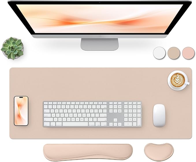 Bloss Leather Desk Pad and Keyboard Wrist Rest, Large Mouse Pad + Keyboard by Bloss