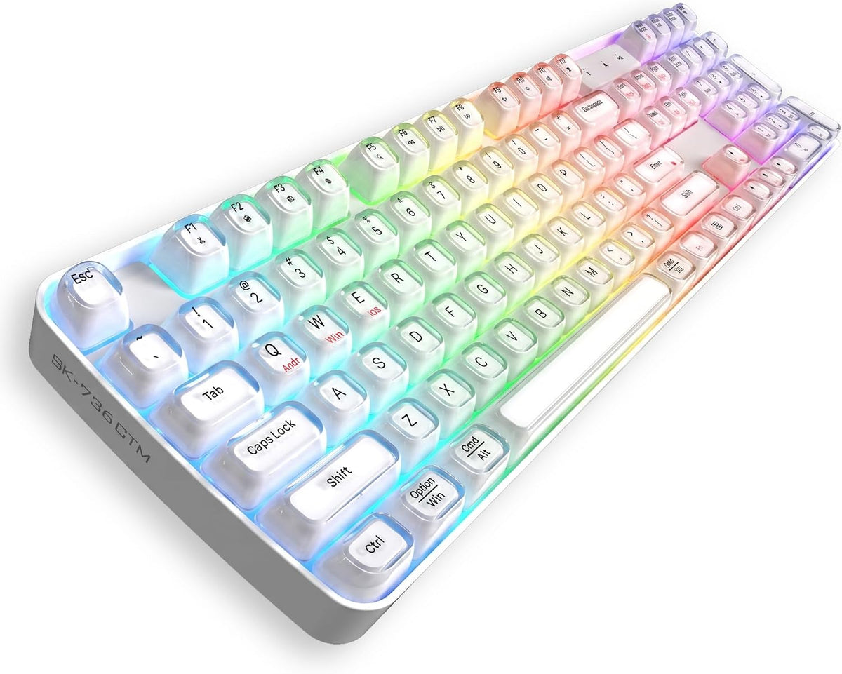 Lomiluskr RGB Arc Wireless Keyboard, BT/2.4G/Wired Tri-Mode, Full Size Crysta...
