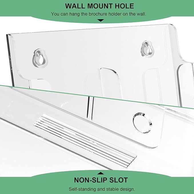 zavekia 3 Tier Acrylic Brochure Holder 8.5 x 11 inch, Magazine Holder, Flyer - Image 4