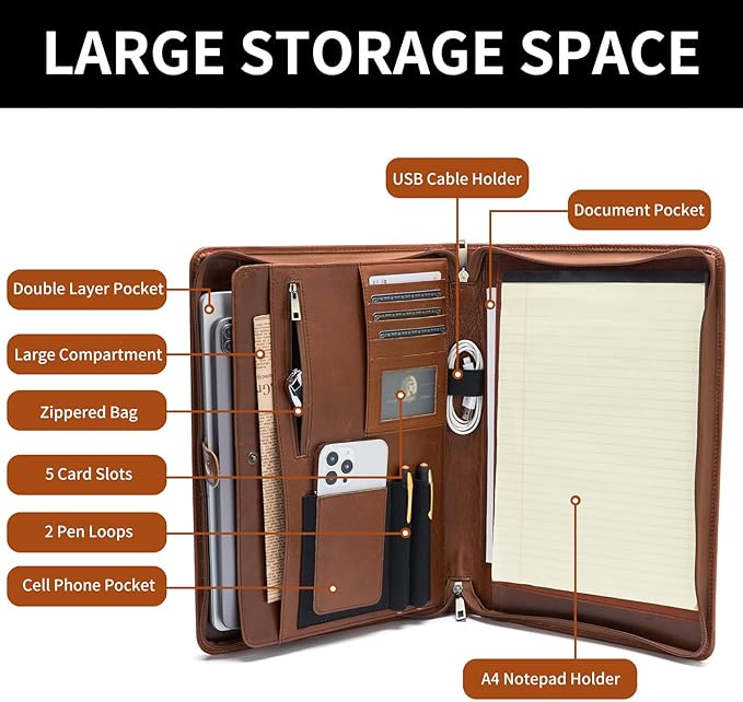 Geslun Personalized Genuine Leather Portfolio, Legal Size 8.5 x 14 Pad Holder - Image 7