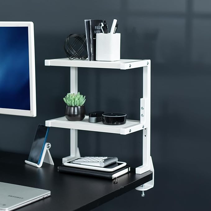 VIVO Clamp-on 13 inch Above or Below Desk 2-Tier Shelving Unit - Image 9