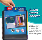 H4D 12 Pocket Poly Project Organizer, Multi Pocket Folder, Primary Colors | Spiral, Multi-Subject, Letter Size