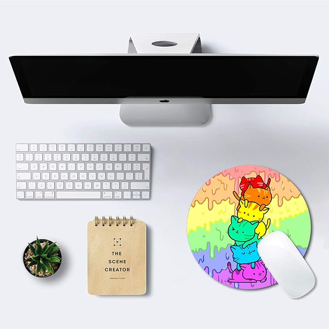 IMAYONDIA Funny Cute Cat Round Mouse Pad Small, Animal Mouse Pads - Image 6
