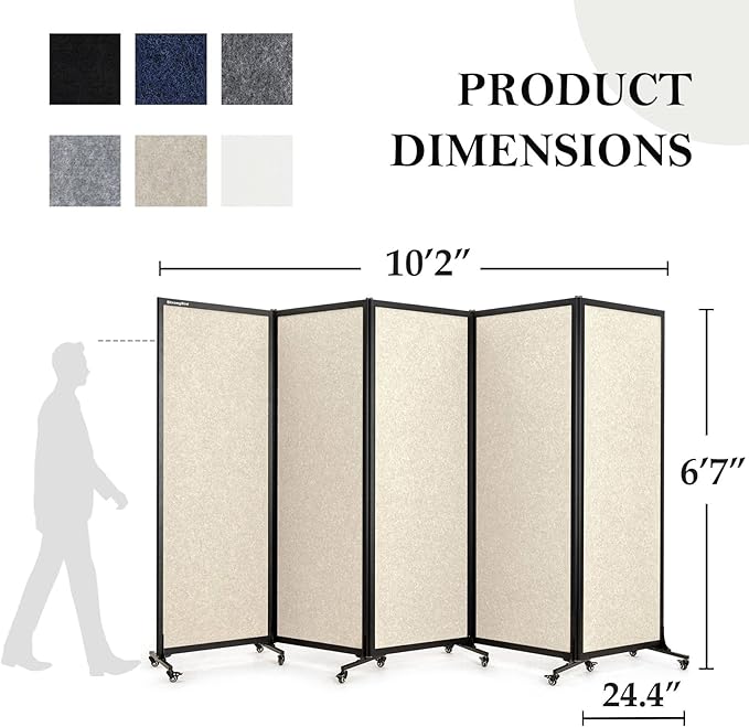 Upgrade Version Room Partition and Divider, Freestanding Rolling Dividers - Image 2