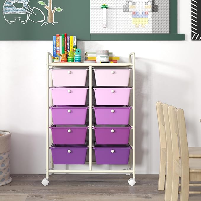 GOFLAME 10-Drawer Rolling Storage Cart, Art Craft Storage Organizer on Wheels - Image 2