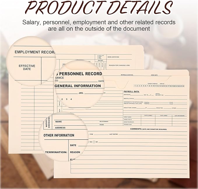 Glenmal 100 Pack Personnel Record Jacket Flat Expansion Employee Record File - Image 3