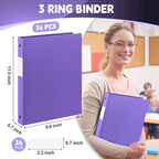 Henoyso 36 Pcs 3 Ring Binder 0.5 Inch Round Fits Letter Size 8.5'' x 11'' Paper - Image 2