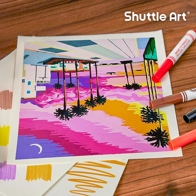 Shuttle Art 304 Pack Washable Markers, 8 Colors Broad Line Markers, Separate - Image 7