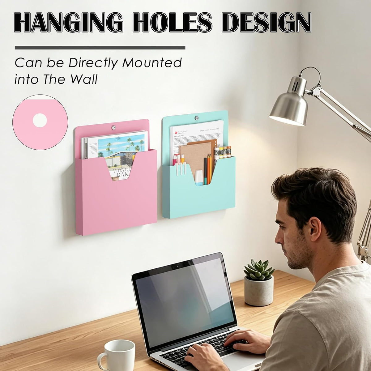MFTEK Magnetic File Holder 6 Pockets Paper Holder, Hanging File Organizer Off...