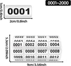 Continuous Digital Sticker Label 0001-2000, Waterproof and Durable Serial Number Label Sticker, Number Stickers for Item Classification, Inventory Management, Document Numbering (Silver)