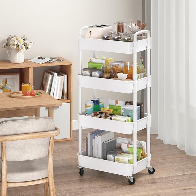 Sywhitta 4-Tier Plastic Rolling Utility Cart - Image 4