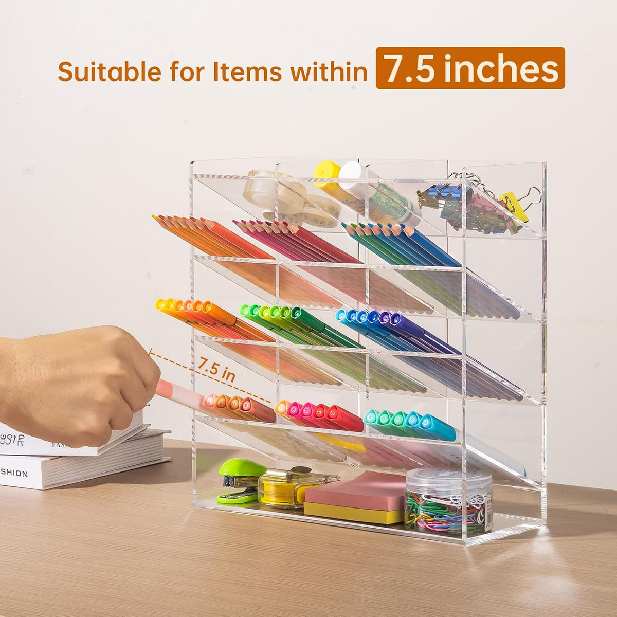 beygorm acrylic vertical marker organizer for 150 markers, close-up detail