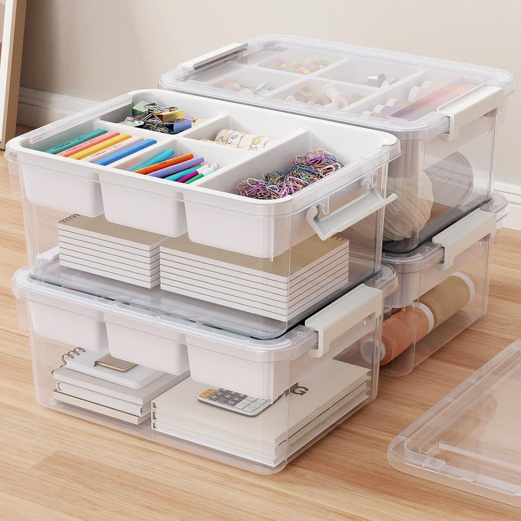 80qt stackable storage bins with lids trays craft, main product view