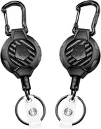 MNGARISTA 2-Pack Retractable Keychain, Heavy Duty 10 OZ Retraction 3K Carbon by MNGARISTA