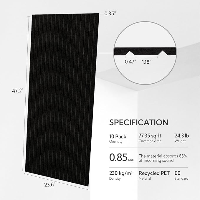 Olanglab Acoustic Wall Panels 10 Pack, 48 x 24 per Acoustic Panels Sound - Image 2