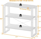 HCHQHS Bookshelf, 3-Tier Industrial Bookcase, Freestanding Horizontal - Image 3