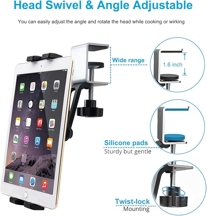 woleyi Kitchen Cabinet Tablet Mount, Easy-Install Under Cabinet Tablet Holder - Image 3