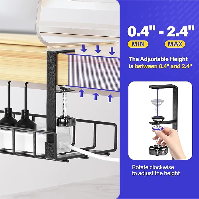 Under Desk Cable Management Tray, Xpatee Upgraded Wire Management No Drill No - Image 4