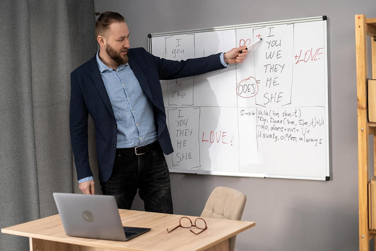 Magnetic Dry Erase White Board - 46 x 33 Inch Wall Mounted Large Whiteboard