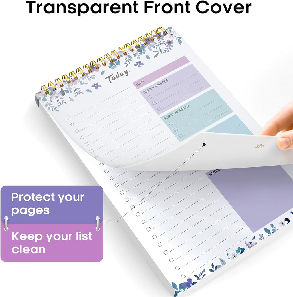 To Do List Notepad, Undated Daily Planner for Work and Goal Setting | VioletBloom, 52 Sheets, 9.8" x 6.5" , for Office, Home and school, Daily Task Planning, Notes and Everyday Organization