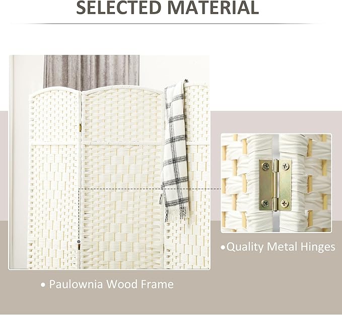 HOMCOM 6 Panel Room Divider, Hand-Woven Freestanding Wall Partition - Image 5