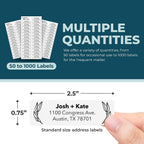 Personalized Return Address Labels - Custom Address Stickers on Sheets (50-1000 Labels) (Black and White)