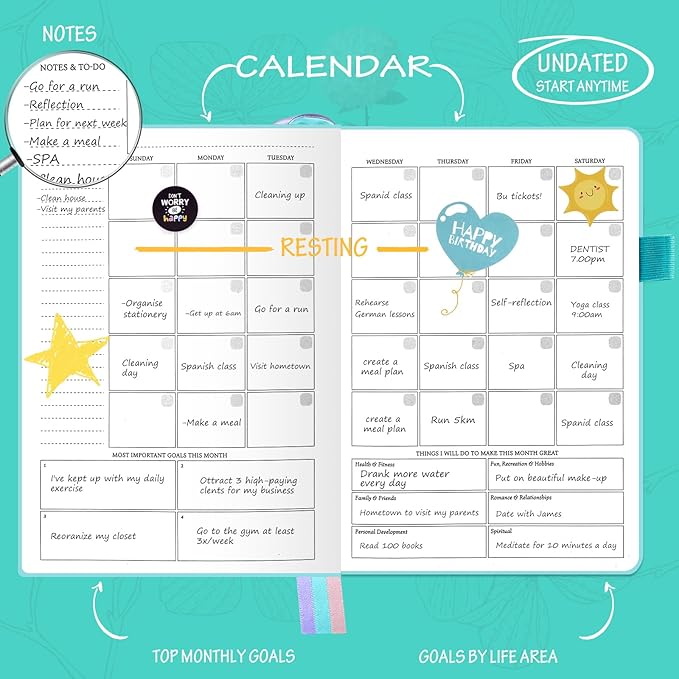 Undated Luxurious Weekly & Monthly Planner to Increase Productivity Hit Your - Image 3