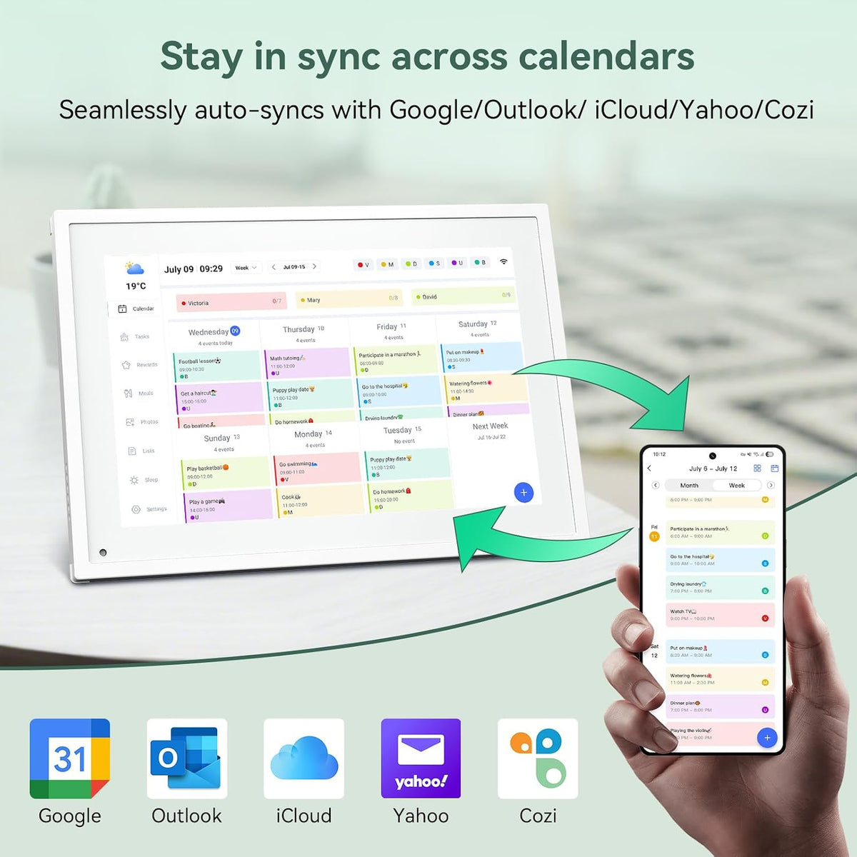 Digital Calendar,10.1 Inch Planner Electronic Calendar&Chore Chart,Smart ...