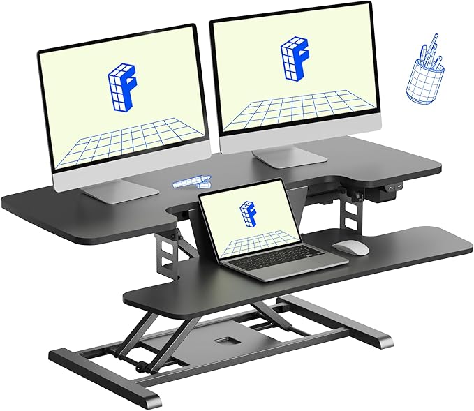 FLEXISPOT 40" Electric Standing Desk Converter, Height Adjustable Riser by FlexiSpot