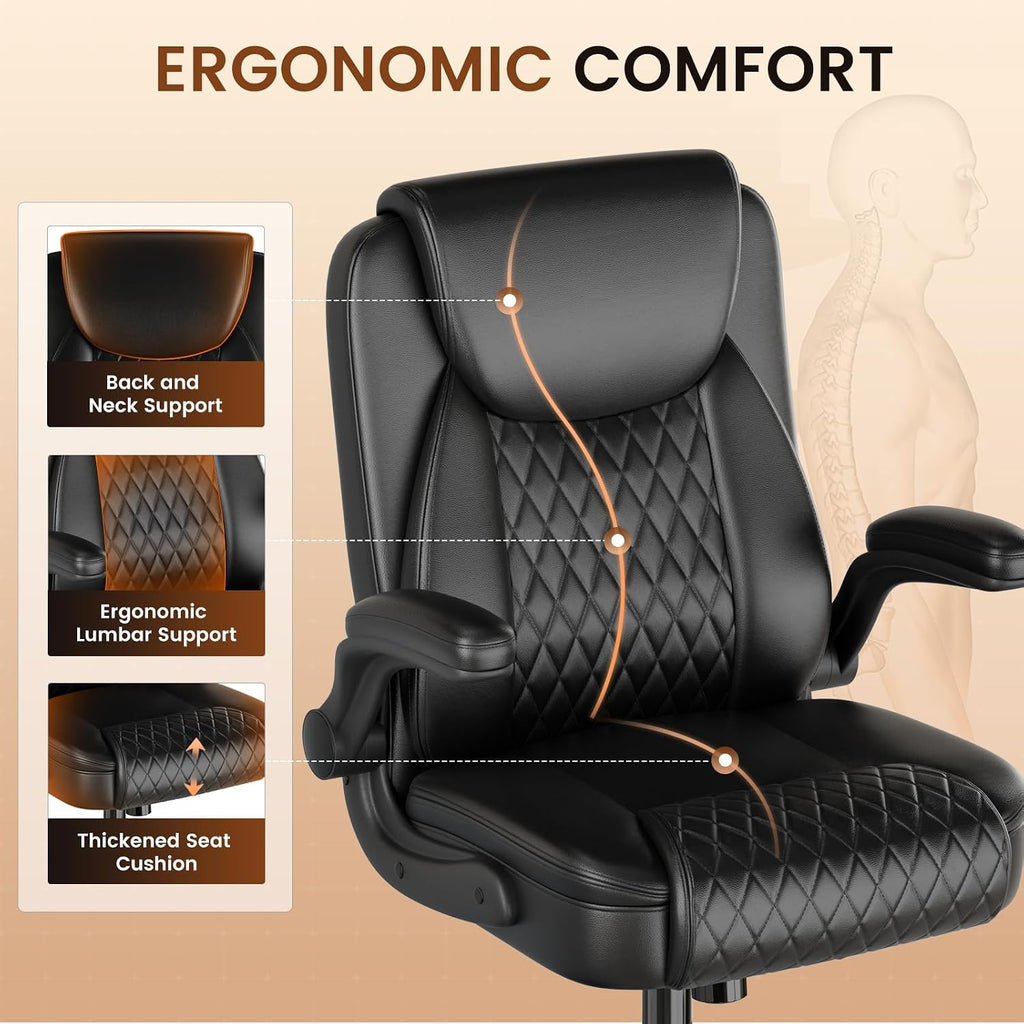 gtplayer pu leather office chair, home desk chair, side view