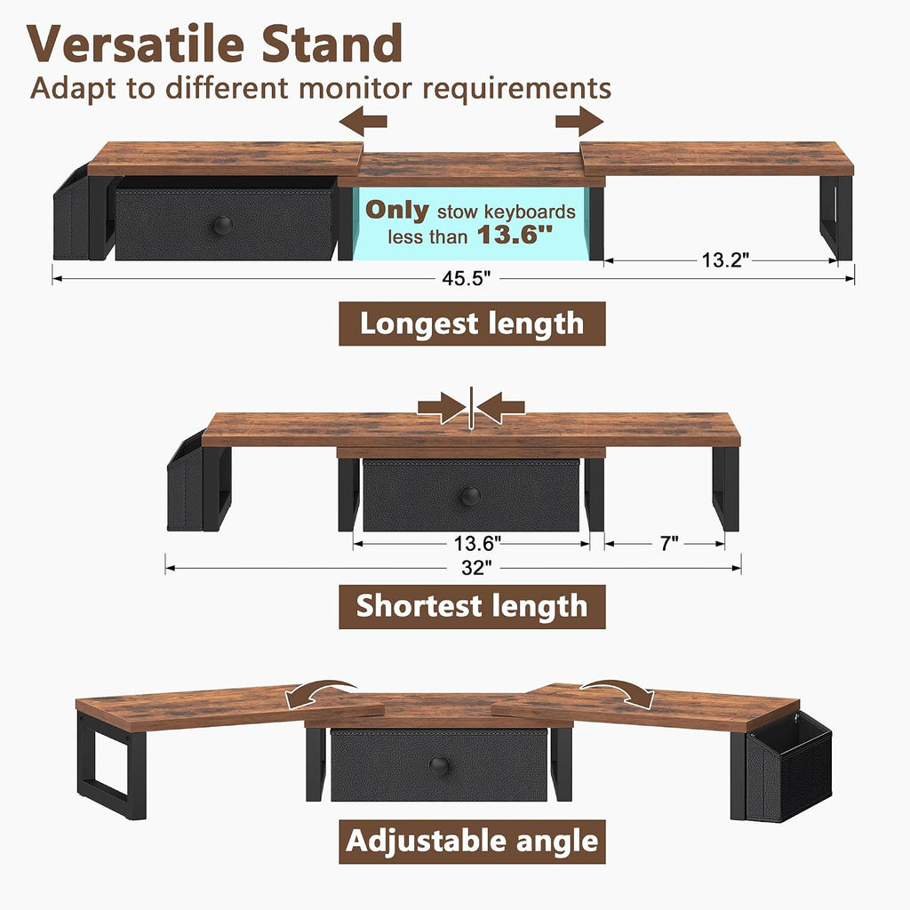 land·voi heavy duty dual monitor stand, holds 2, side view