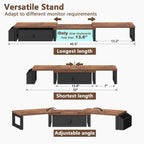 land·voi heavy duty dual monitor stand, holds 2, side view