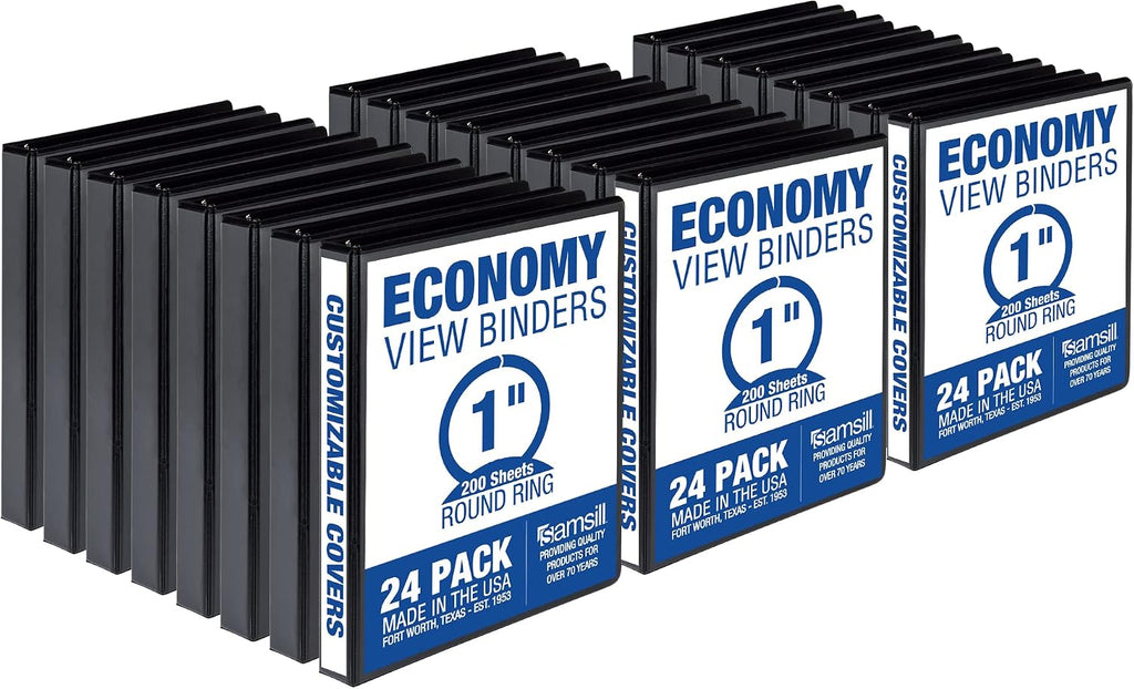 Samsill 1 Inch 3 Ring Binders, Made in USA, Economy Round Ring, 200 Sheet