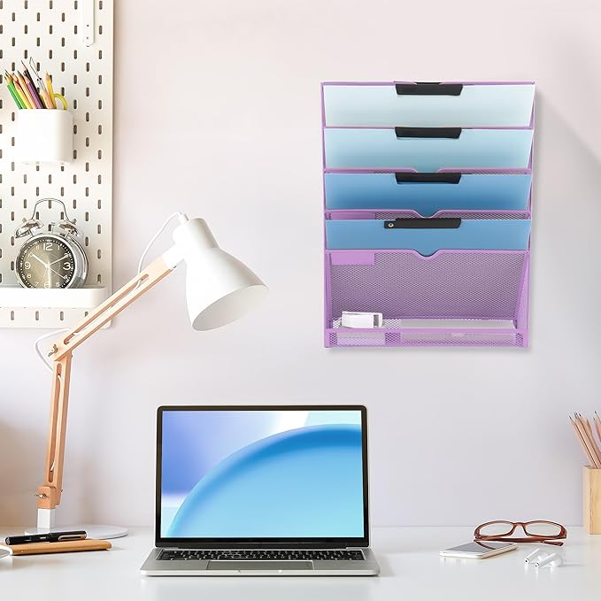 EASEPRES 6 Tier Mesh Hanging Wall File Organizer, Desk Vertical Mail Paper - Image 6