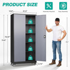 sisesol 75" tall metal storage cabinet with wheels,rolling shown in use