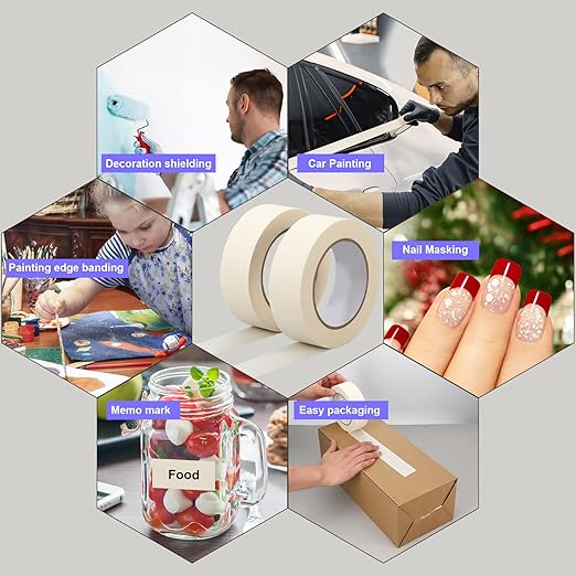 Fainne 18 Rolls Masking Tape Bulk 1.41 Inch Beige Wide Thin White Color - Image 7