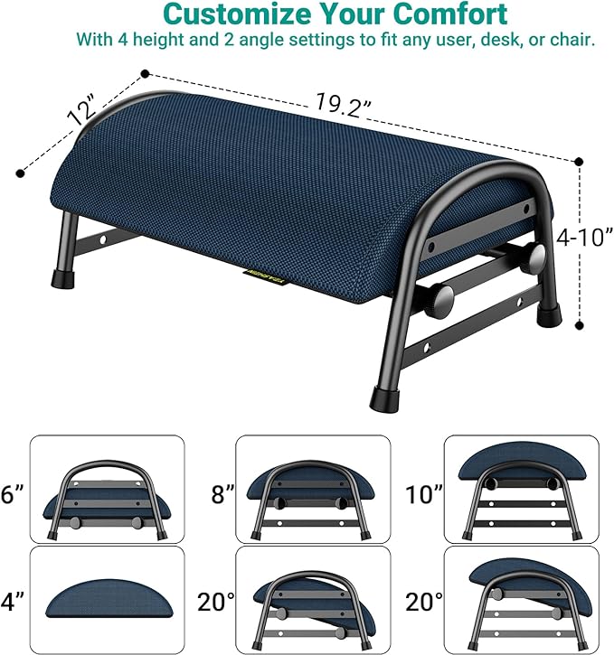 YEASHEIN Adjustable Foot Rest for Under Desk at Work, Ergonomic Under Desk - Image 2