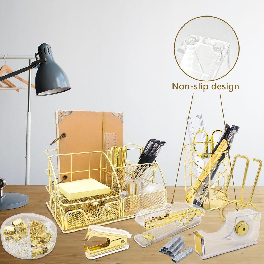 gold office desk organizers, 13pcs office supplies and, package contents