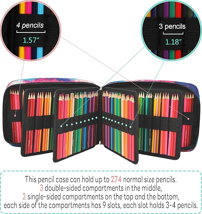 JAKAGO 274 Slots Colored Pencil Case Large Capacity Pen Holder - Image 3