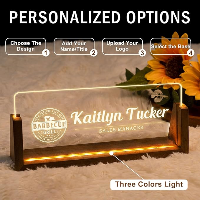 Desk Name Plate Personalized, Custom Office Light Up Name Plate - Image 6