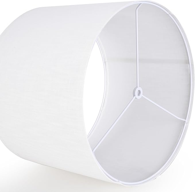 White Linen Lampshades Set of 2 Large, Drum Lamp Shade 16" Top x 16" Bottom x - Image 5