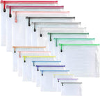 Oaimyy-18 Pcs, Plastic Mesh Zipper Pouch Document Folders Bag Zipper Zip File by Oaimyy