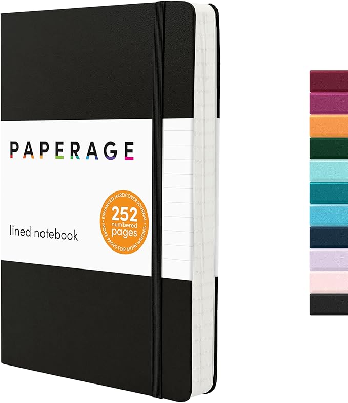 PAPERAGE Lined Journal Notebook, 252 Pages, Medium 5.6 in x 8 in by PAPERAGE
