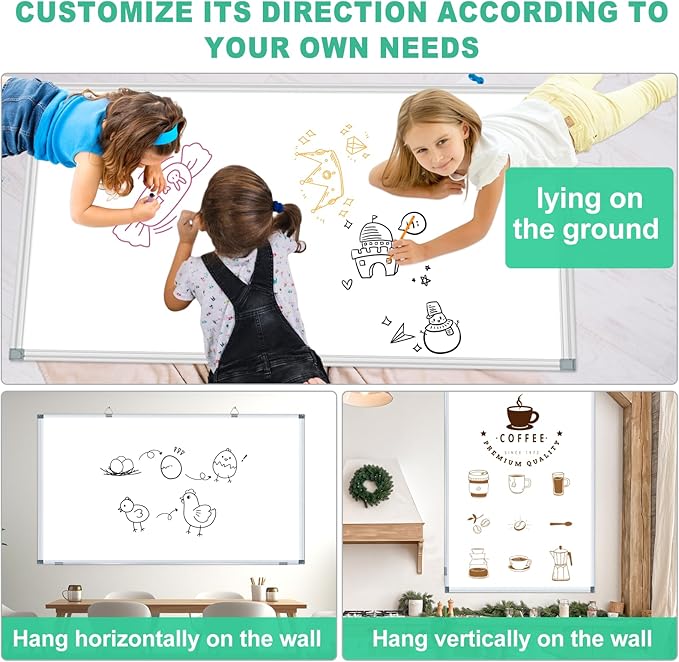 H-Qprobd Dry Erase White Board for Wall 6' x 3' Large Magnetic Whiteboard - Image 5